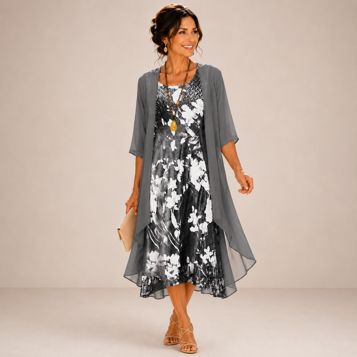 Noreli – zweilagiges gewebtes Midikleid