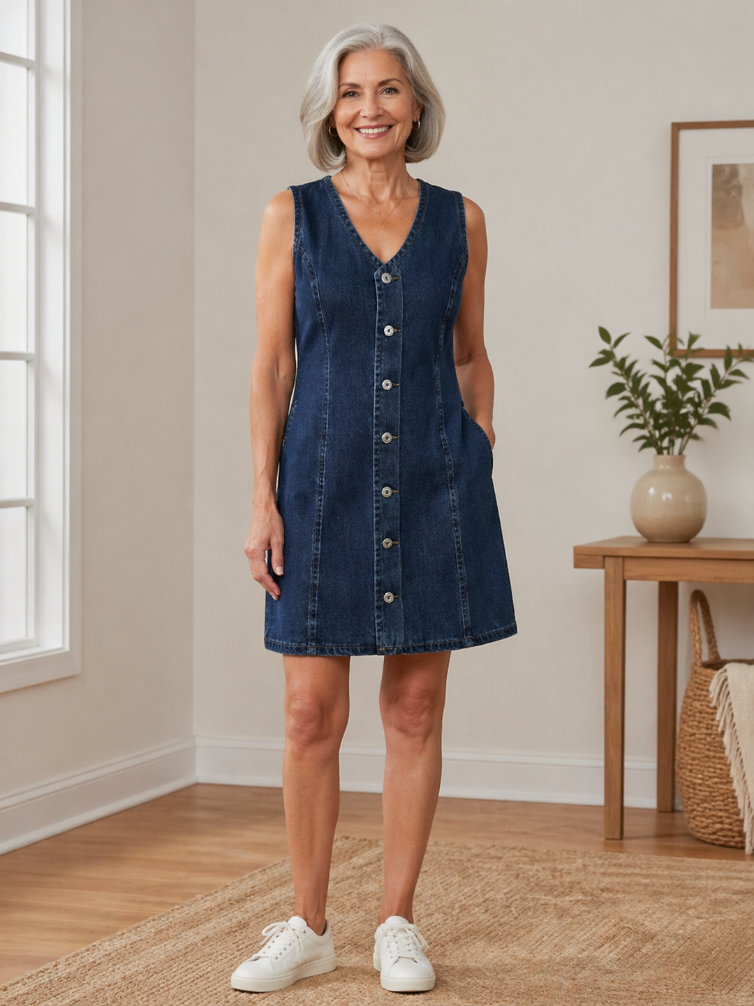 Nireva – Denimkleid mit Knopfleiste