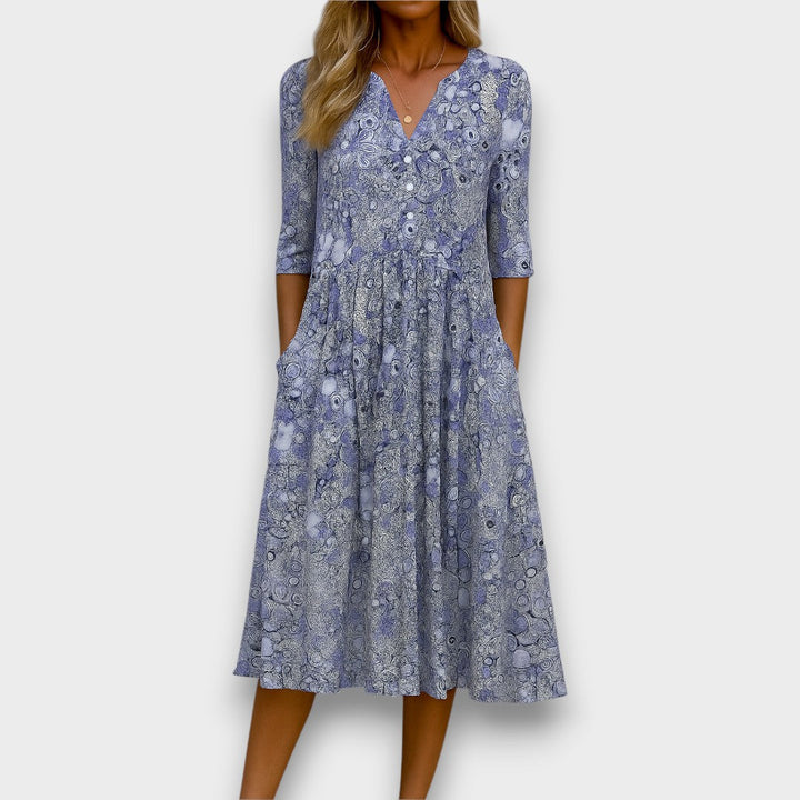 Neraya – V-Ausschnitt, knitterfreies Kleid