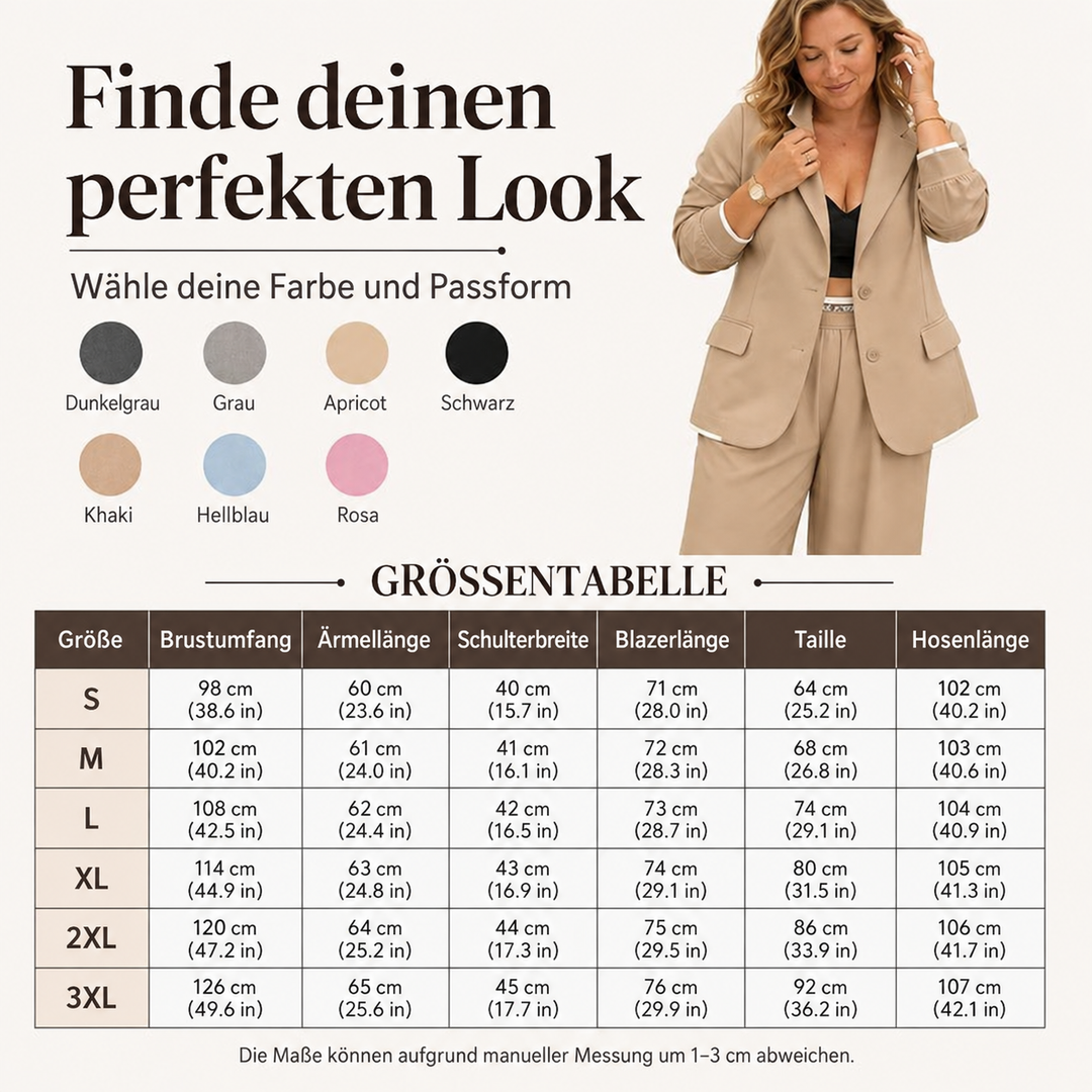 Reniva – Blazer-Set mit Hose mit weitem Bein