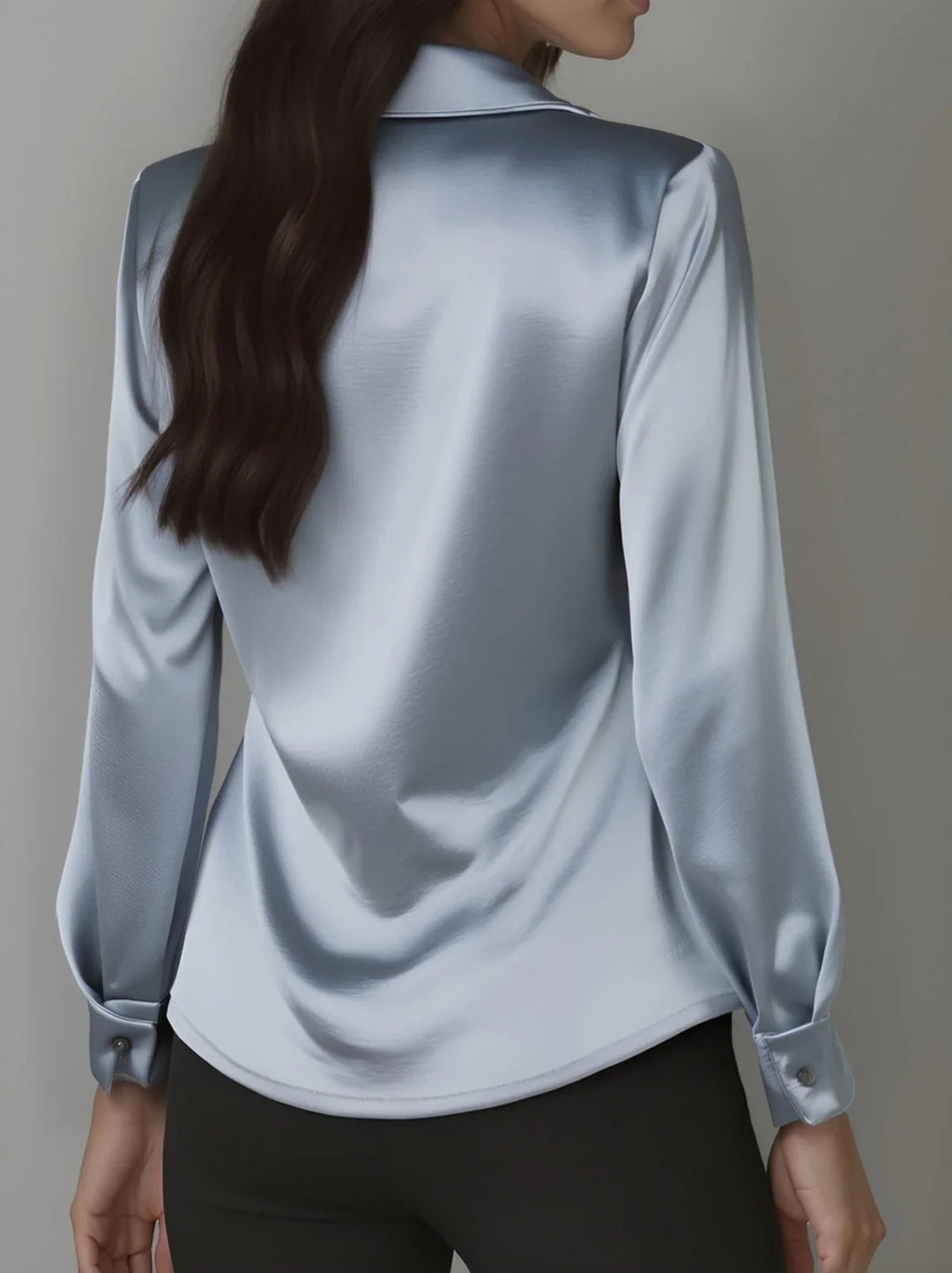 Draped-Neck Satin Blouse