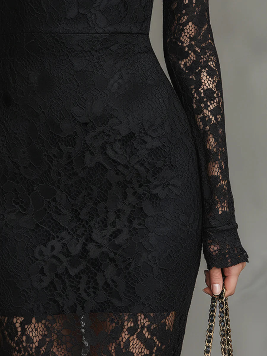 Fishtail Stretch Lace Maxi Dress