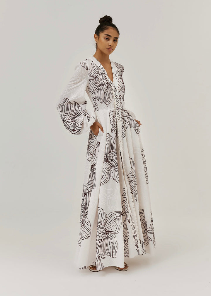 Sivora – Besticktes Baumwoll-Maxikleid