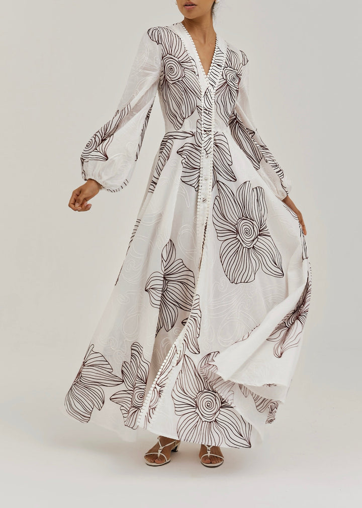 Sivora – Besticktes Baumwoll-Maxikleid
