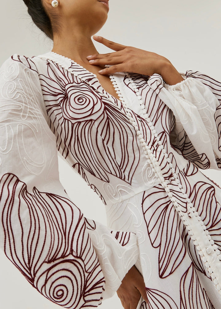 Sivora – Besticktes Baumwoll-Maxikleid