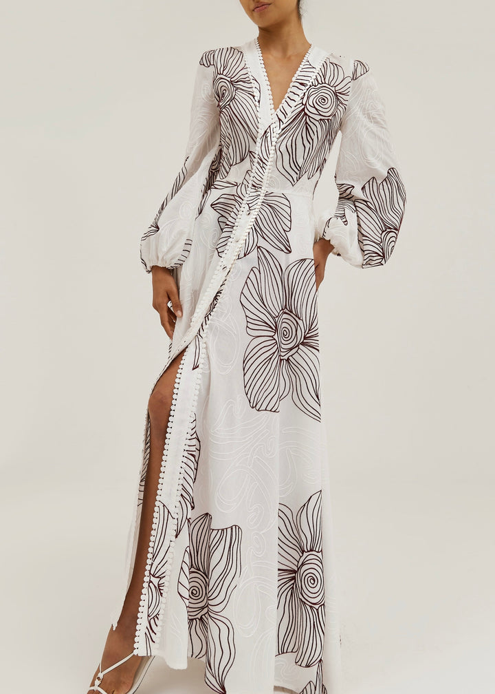 Sivora – Besticktes Baumwoll-Maxikleid