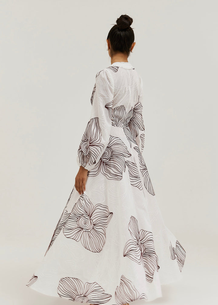 Sivora – Besticktes Baumwoll-Maxikleid