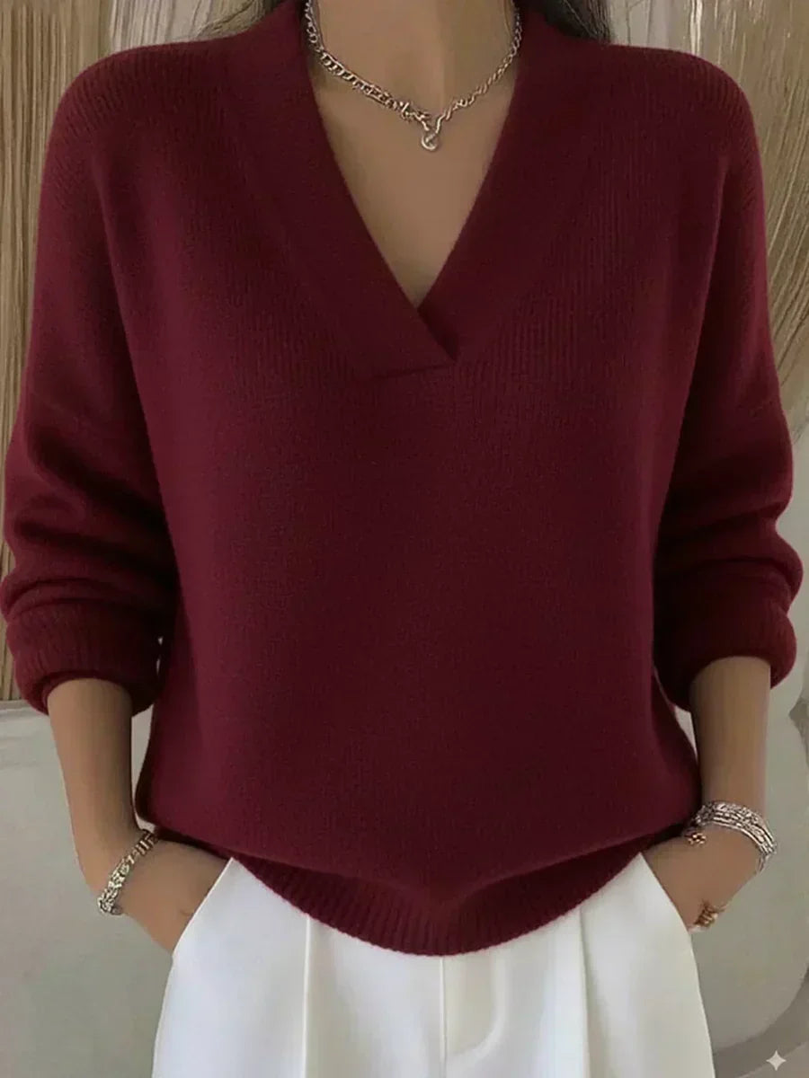 Vesara – Feinstrickpullover mit tiefem V-Ausschnitt