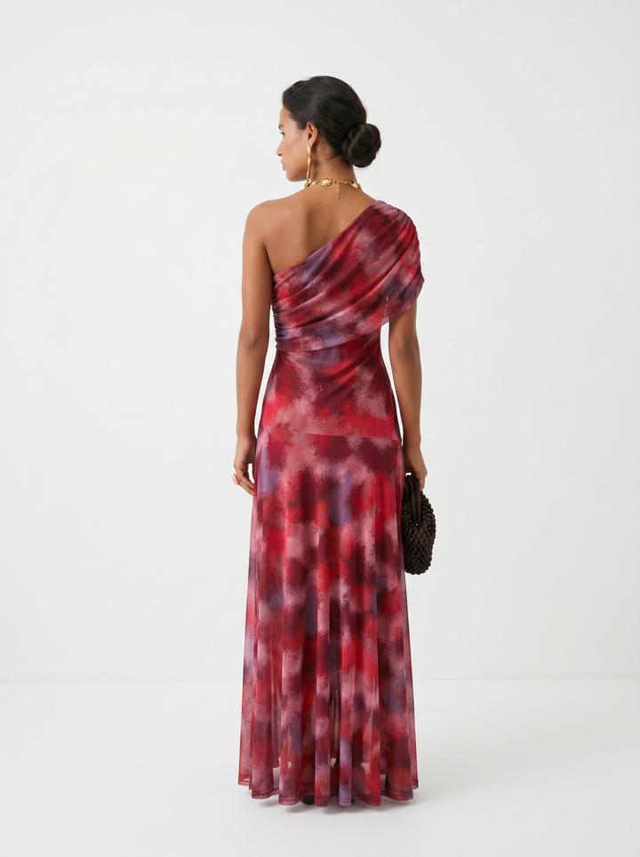 Virela – Schulterfreies Mikrofaser-Maxikleid im Wickelstil