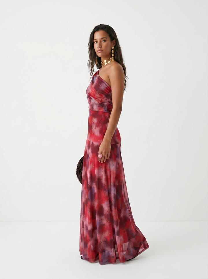Virela – Schulterfreies Mikrofaser-Maxikleid im Wickelstil