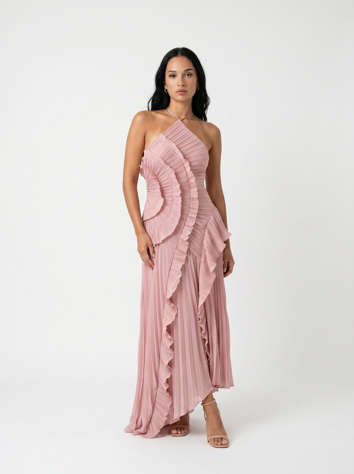 Vesara – Kleid mit Faltenrock aus hochdichtem Gewebe