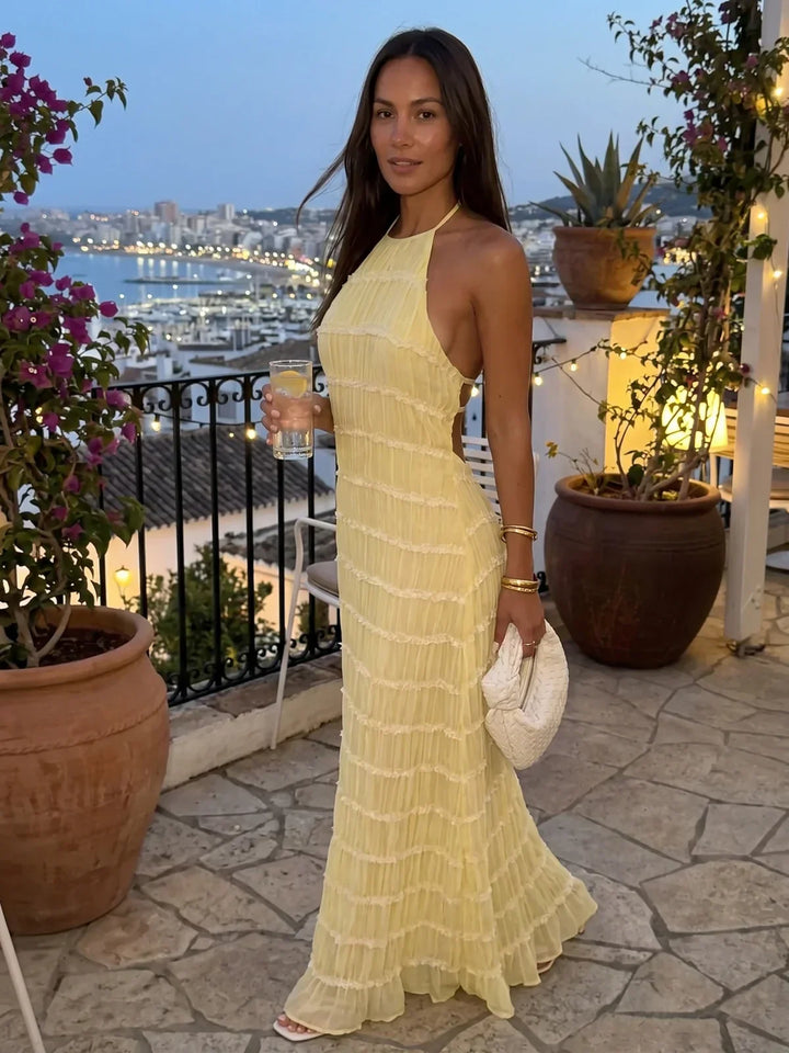 Ivessa – Gestuftes Rüschenkleid aus Baumwollmischung
