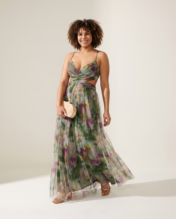Empire-Waist Chiffon Maxi Dress