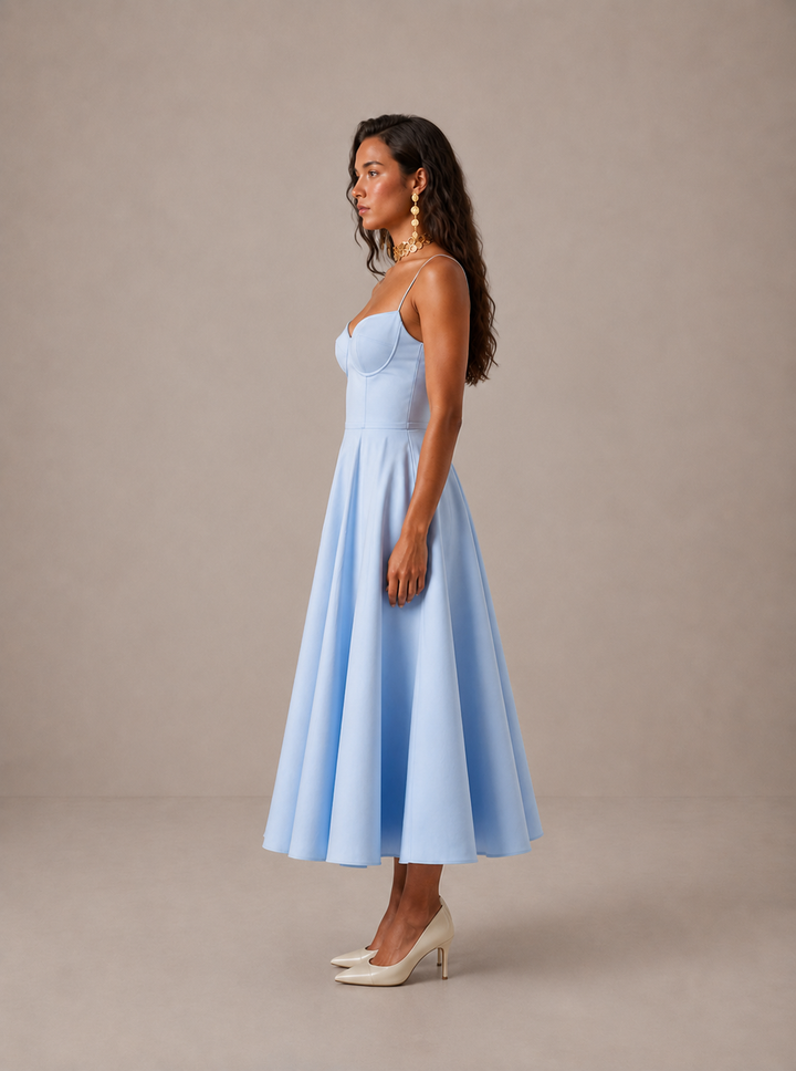 Averla – Kleid mit Herzausschnitt aus technischem Gewebe