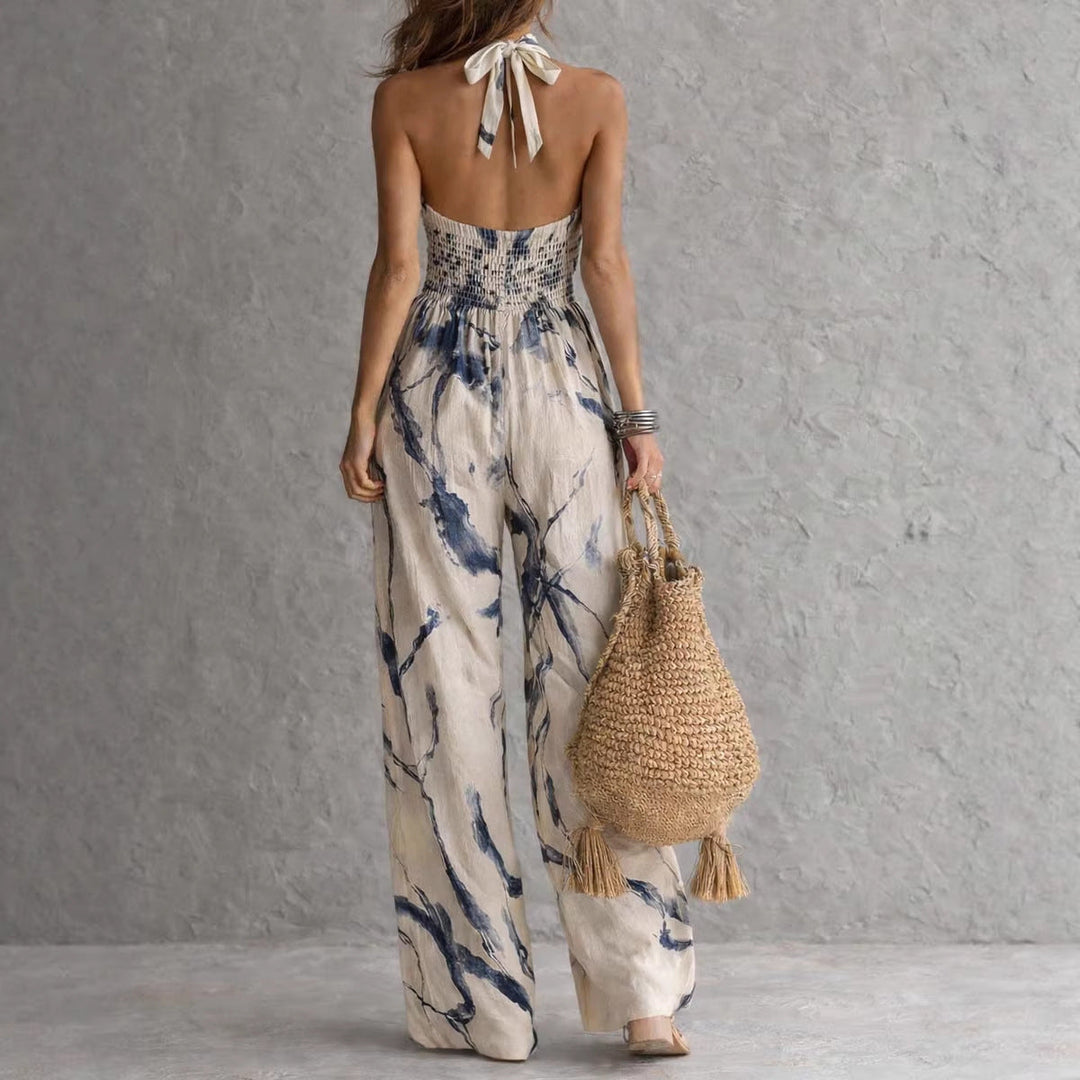 Calira – Neckholder-Grafikdruck-Jumpsuit
