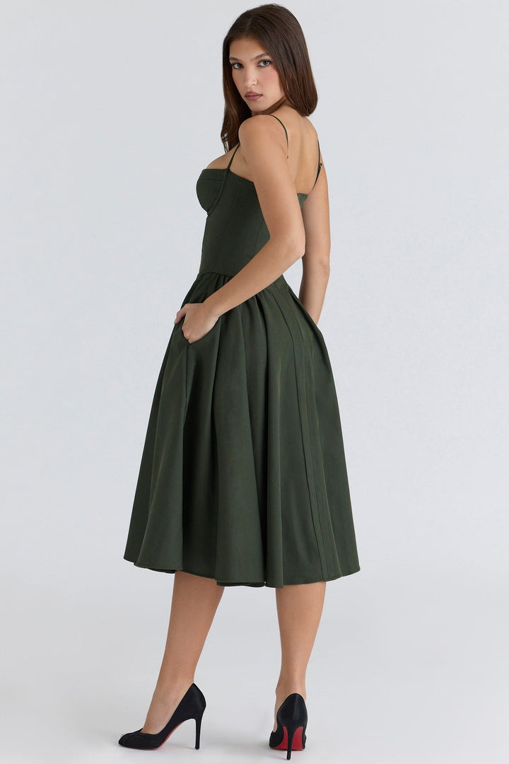 Mevara – Korsettstil-Oberteil Webstoff-Kleid