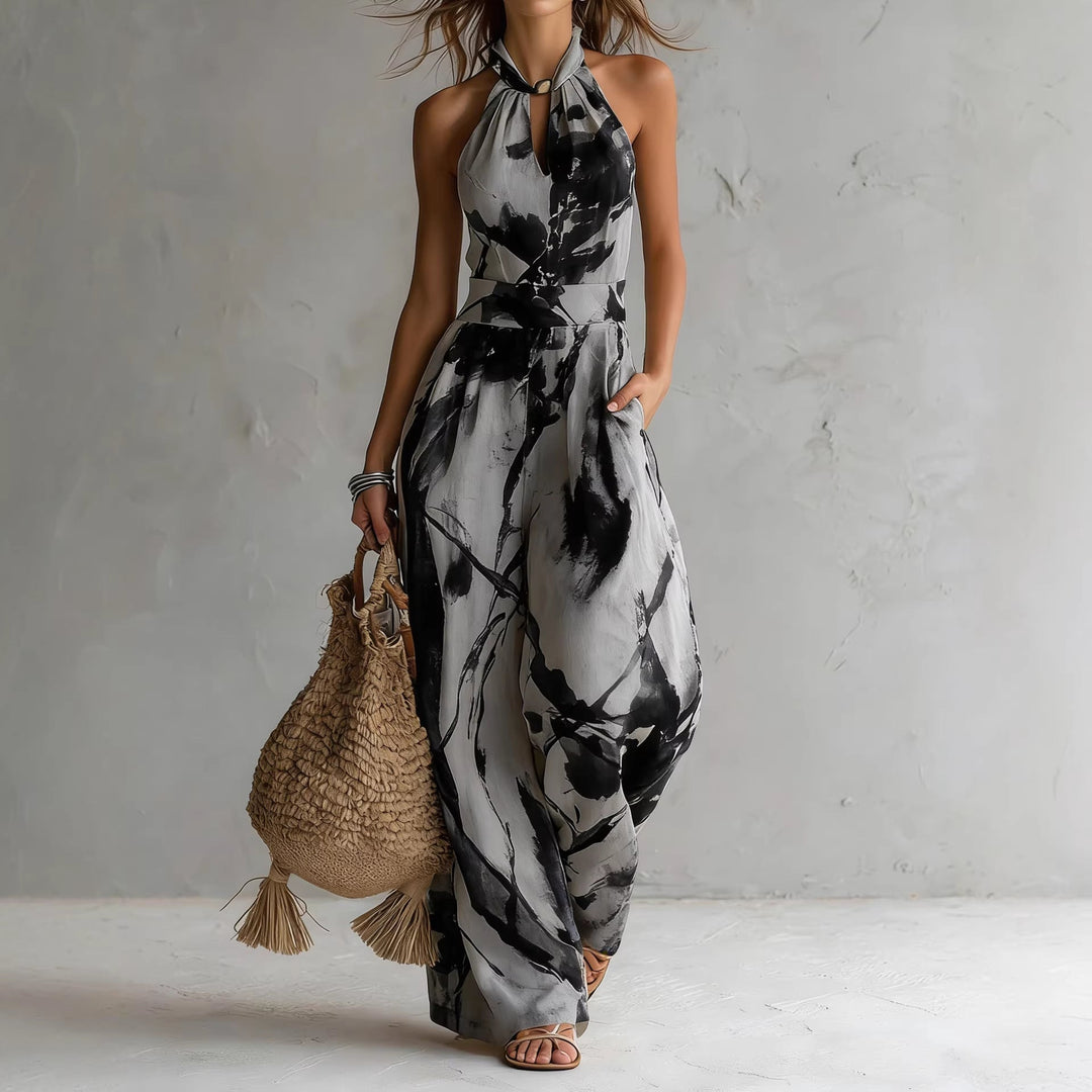 Calira – Neckholder-Grafikdruck-Jumpsuit