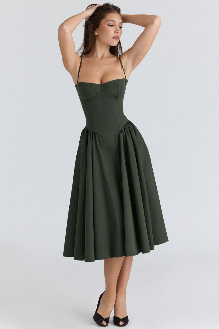 Mevara – Korsettstil-Oberteil Webstoff-Kleid