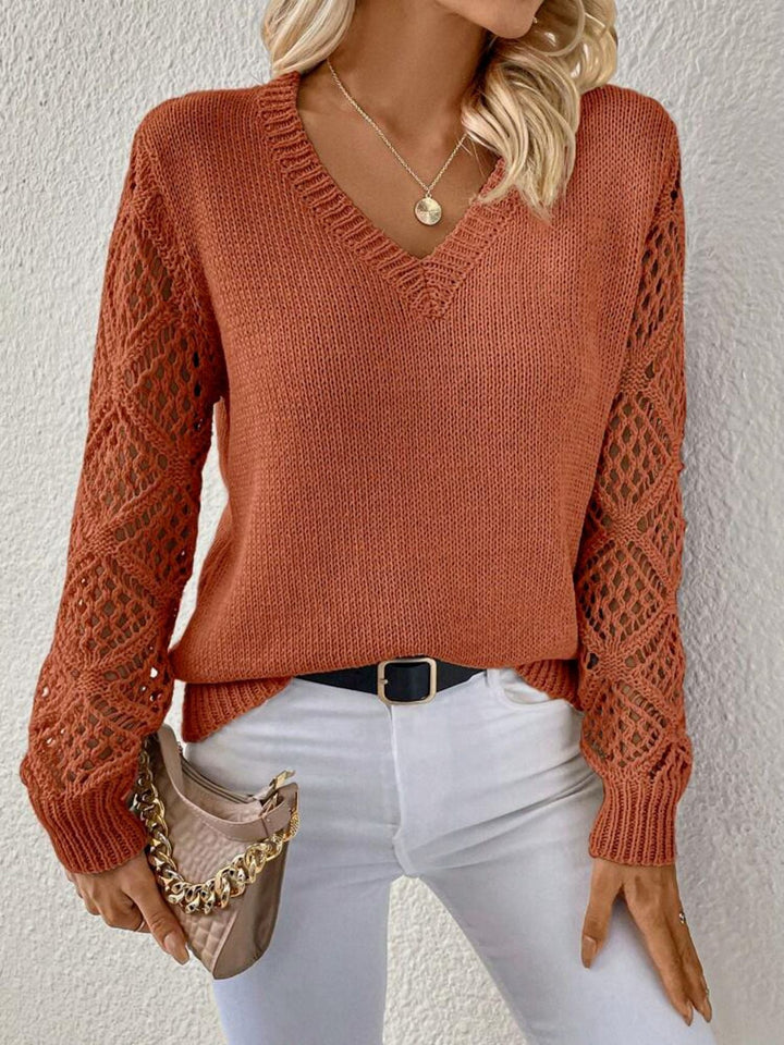 Elyra – V-Ausschnitt-Feinstrickpullover