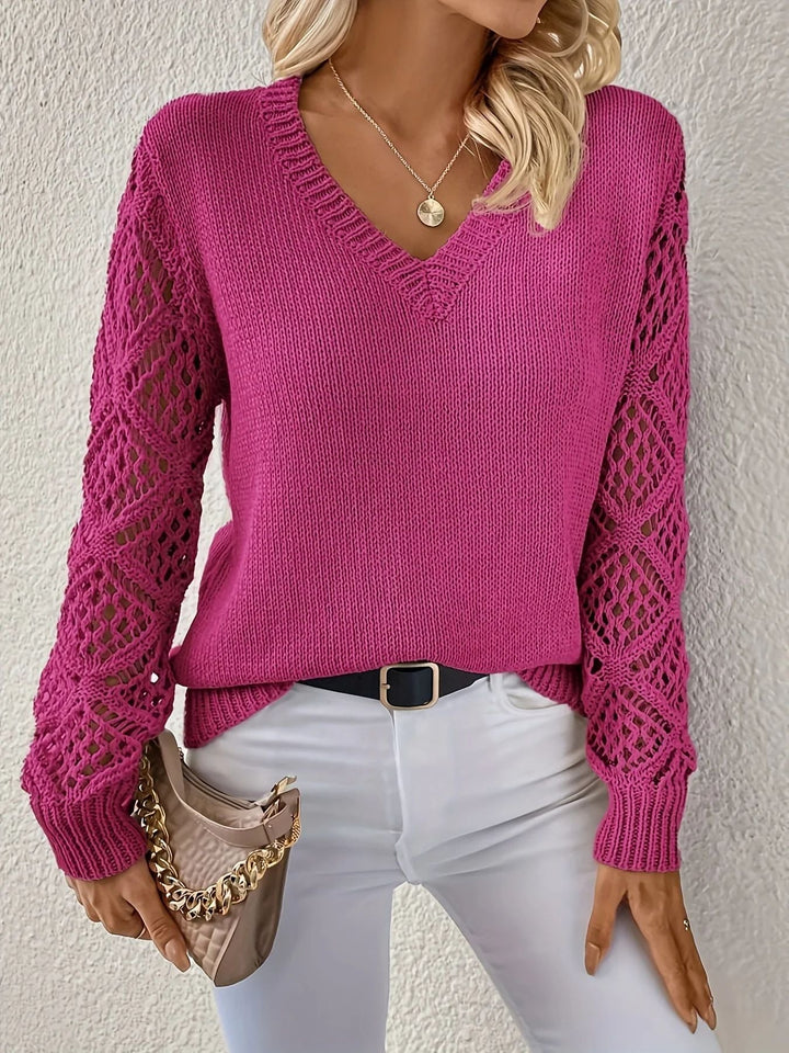 Elyra – V-Ausschnitt-Feinstrickpullover