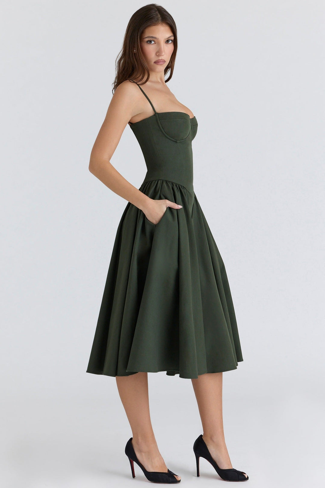 Mevara – Korsettstil-Oberteil Webstoff-Kleid
