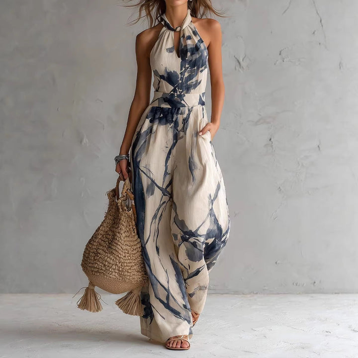 Calira – Neckholder-Grafikdruck-Jumpsuit