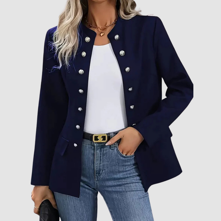 Zelise – Kragenloser Blazer aus Baumwollmischung
