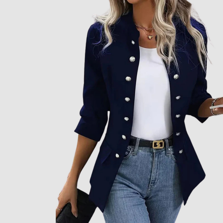 Zelise – Kragenloser Blazer aus Baumwollmischung