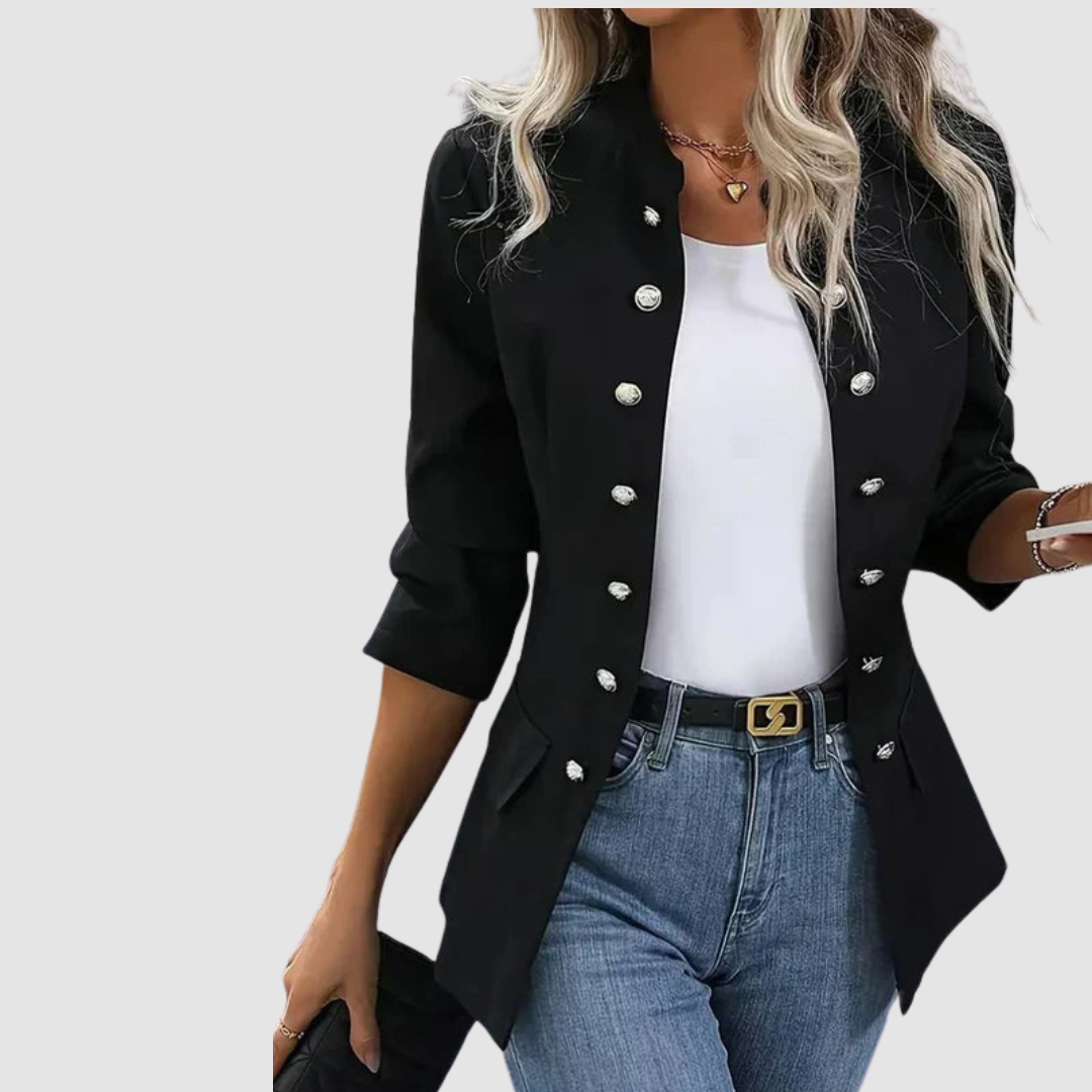 Zelise – Kragenloser Blazer aus Baumwollmischung
