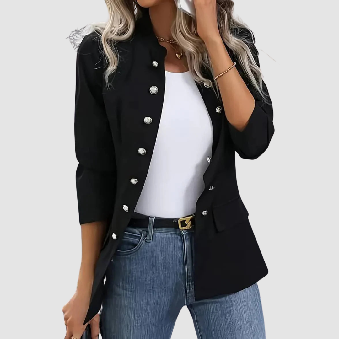 Zelise – Kragenloser Blazer aus Baumwollmischung