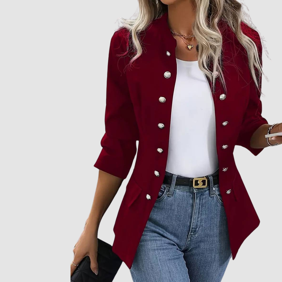 Zelise – Kragenloser Blazer aus Baumwollmischung