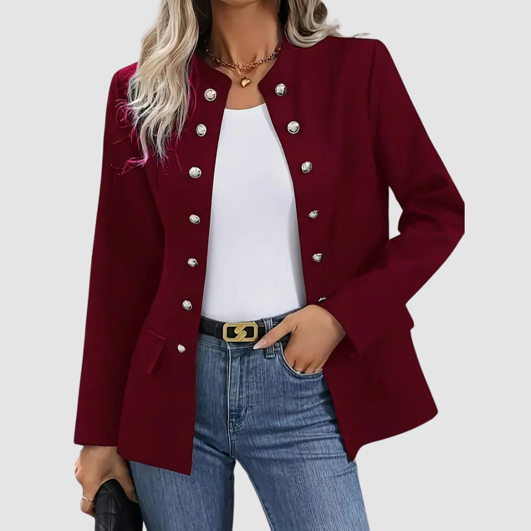 Zelise – Kragenloser Blazer aus Baumwollmischung