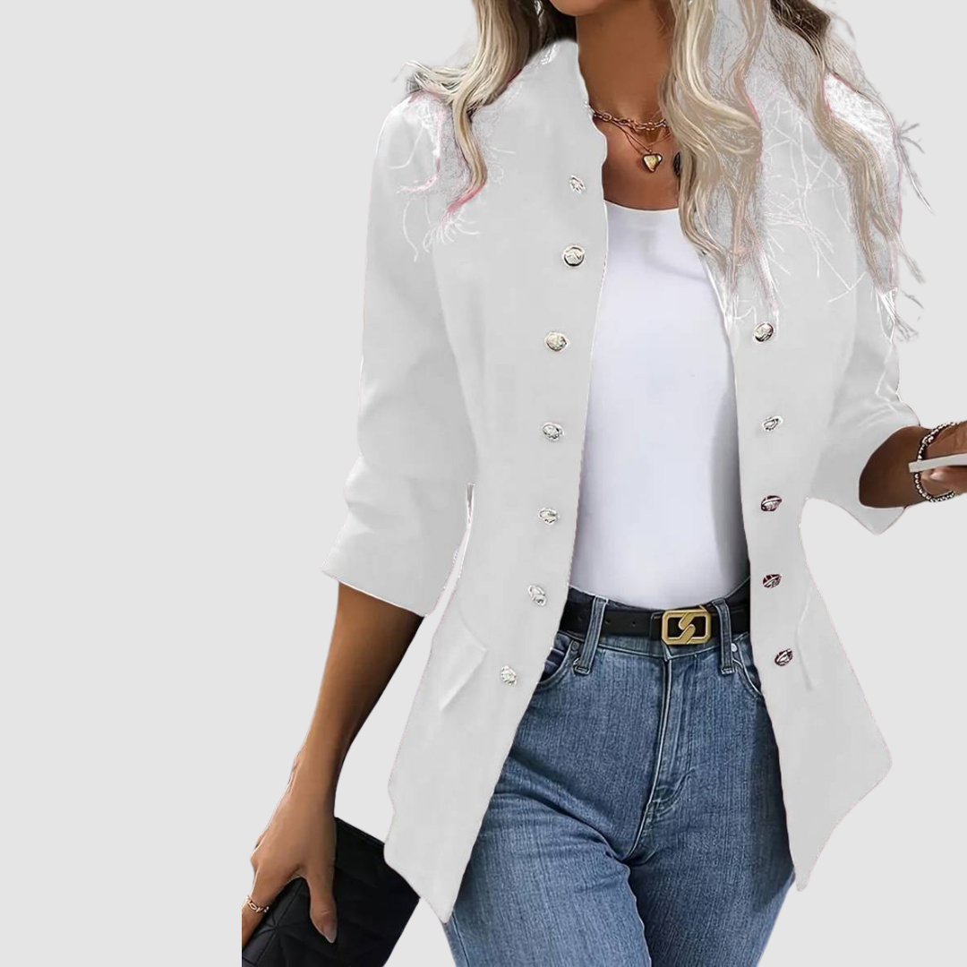 Zelise – Kragenloser Blazer aus Baumwollmischung
