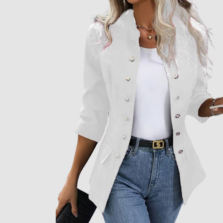 Zelise – Kragenloser Blazer aus Baumwollmischung