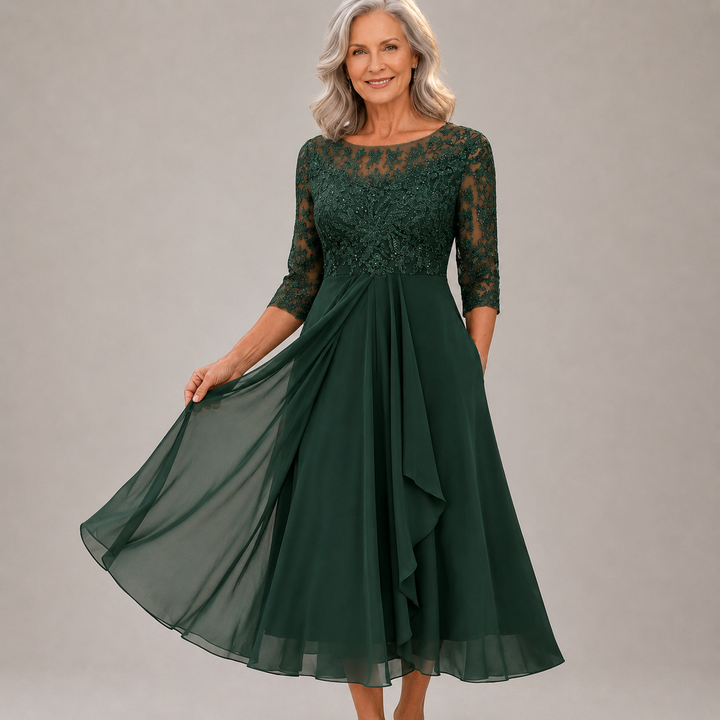 Soreli – Spitzenoberteil-Chiffonkleid