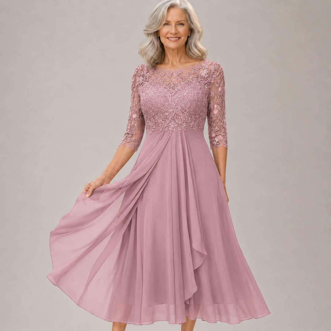 Soreli – Spitzenoberteil-Chiffonkleid