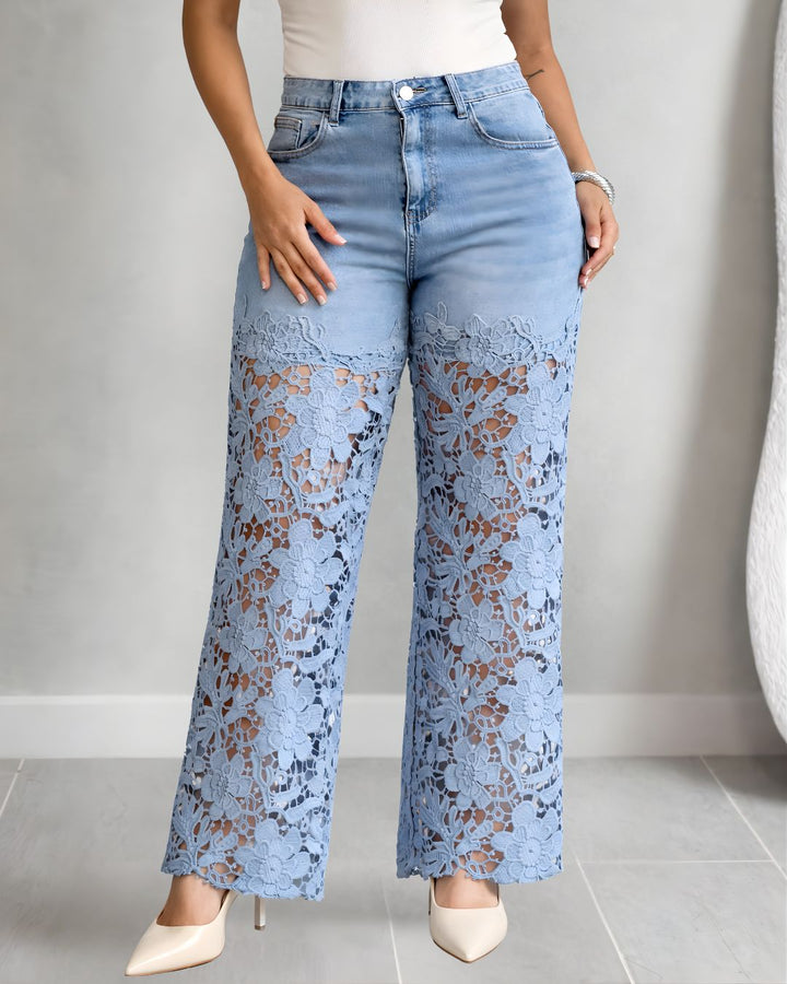 Alnora – Denim-Jeans mit Spitzenabschluss