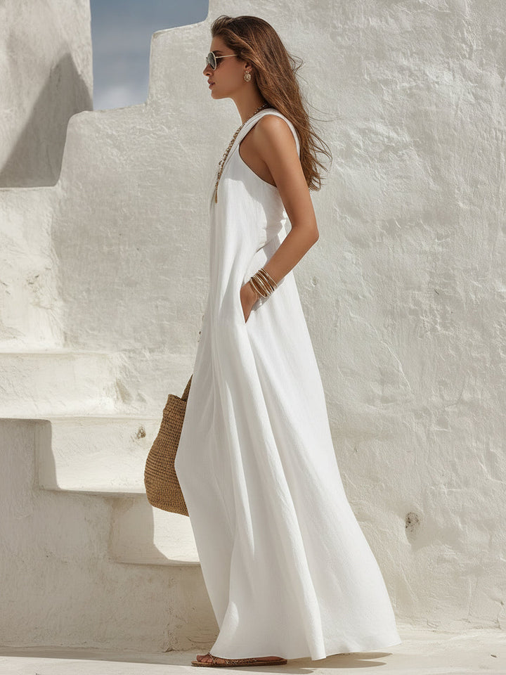 Varelle – Ein-Schulter-Maxikleid aus Baumwoll-Leinen
