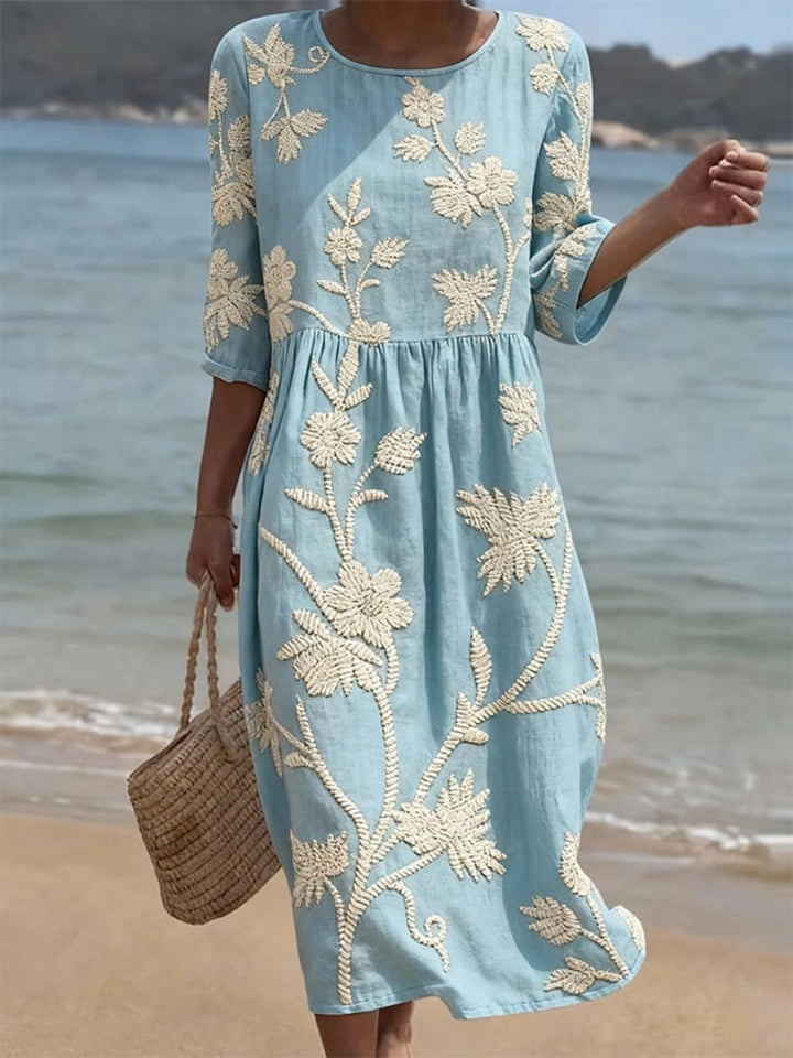 Mevara – Floraler Druck, einfache Webart, Kleid