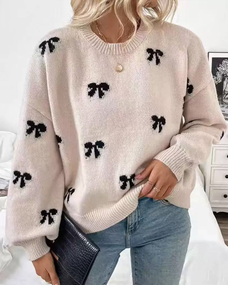 Novira – Allover-Schleifenmotiv-Strickpullover