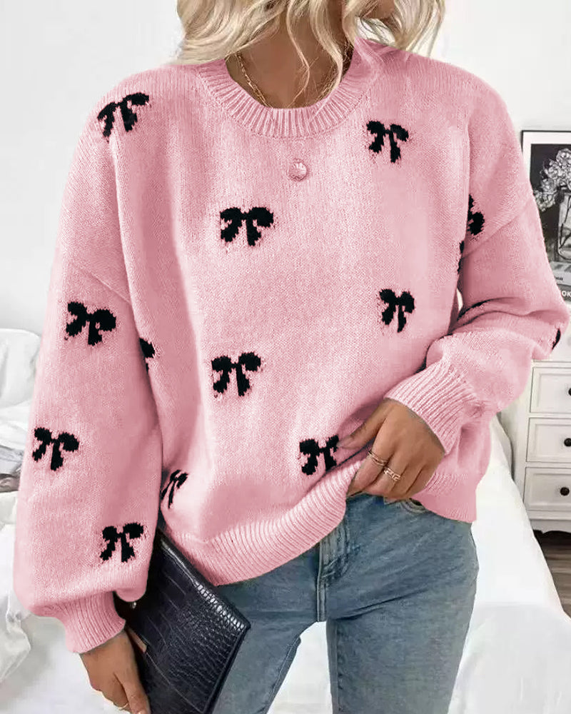 Novira – Allover-Schleifenmotiv-Strickpullover