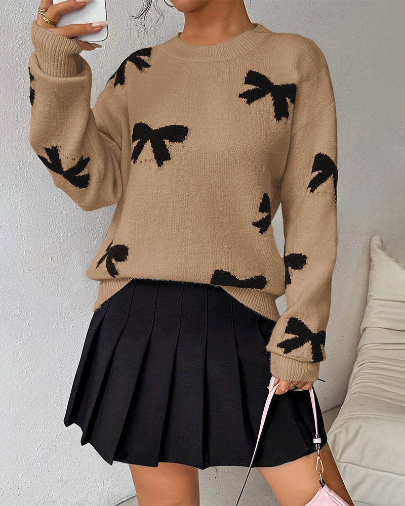 Noreli – Mit Fliege Jacquard-Stricktop