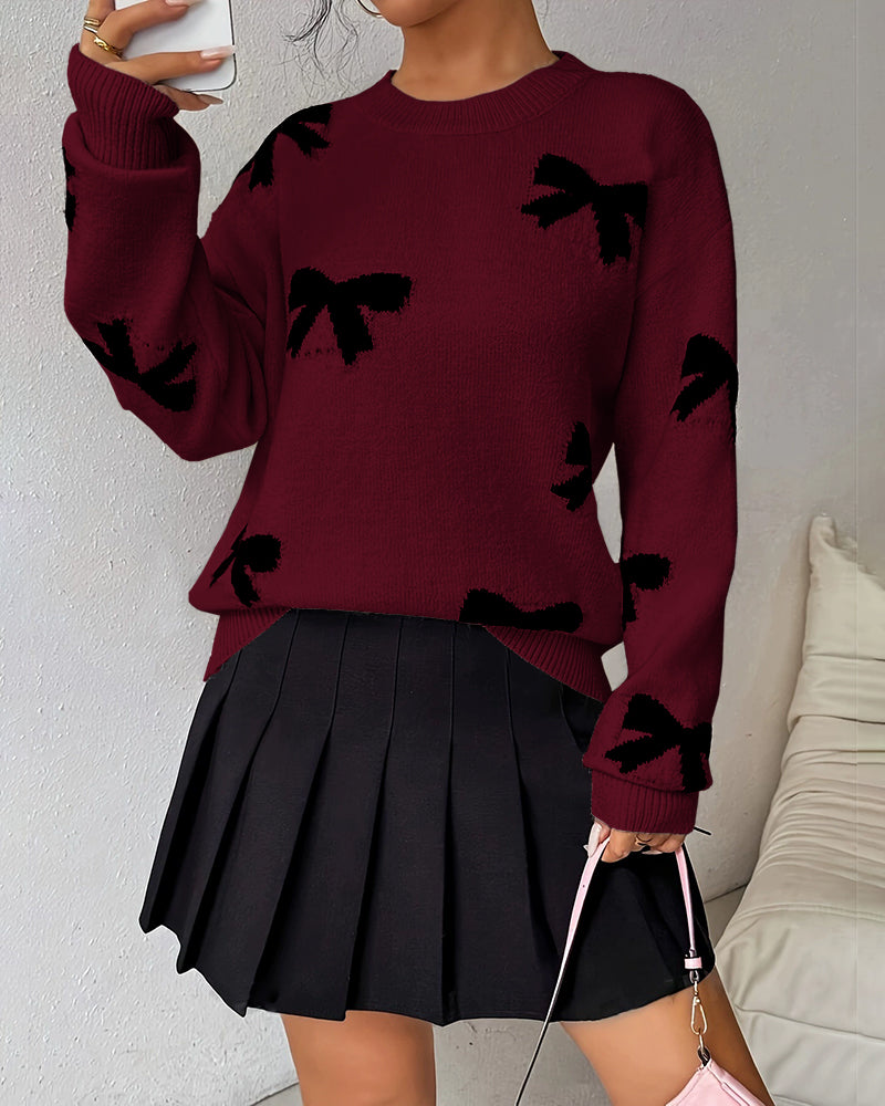 Noreli – Mit Fliege Jacquard-Stricktop