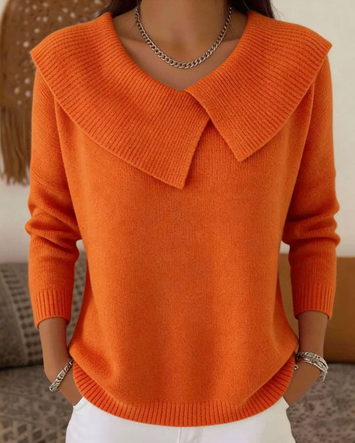 Luniva – Asymmetrischer Revers-Rippstrickpullover