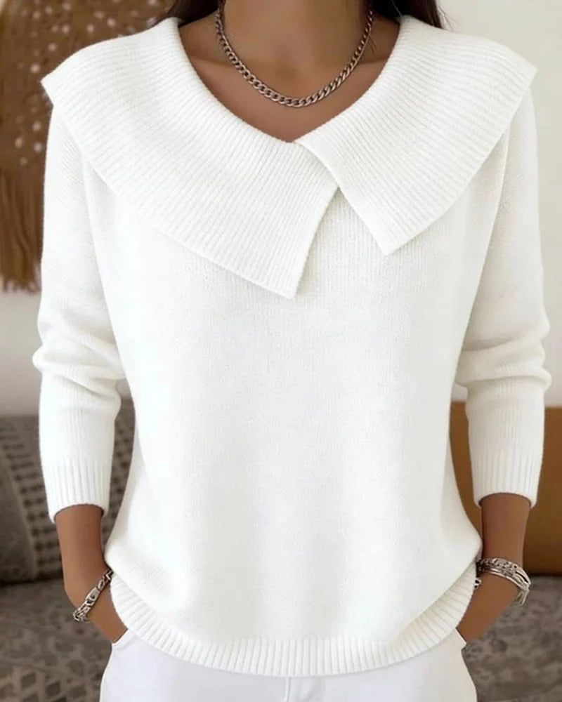 Luniva – Asymmetrischer Revers-Rippstrickpullover
