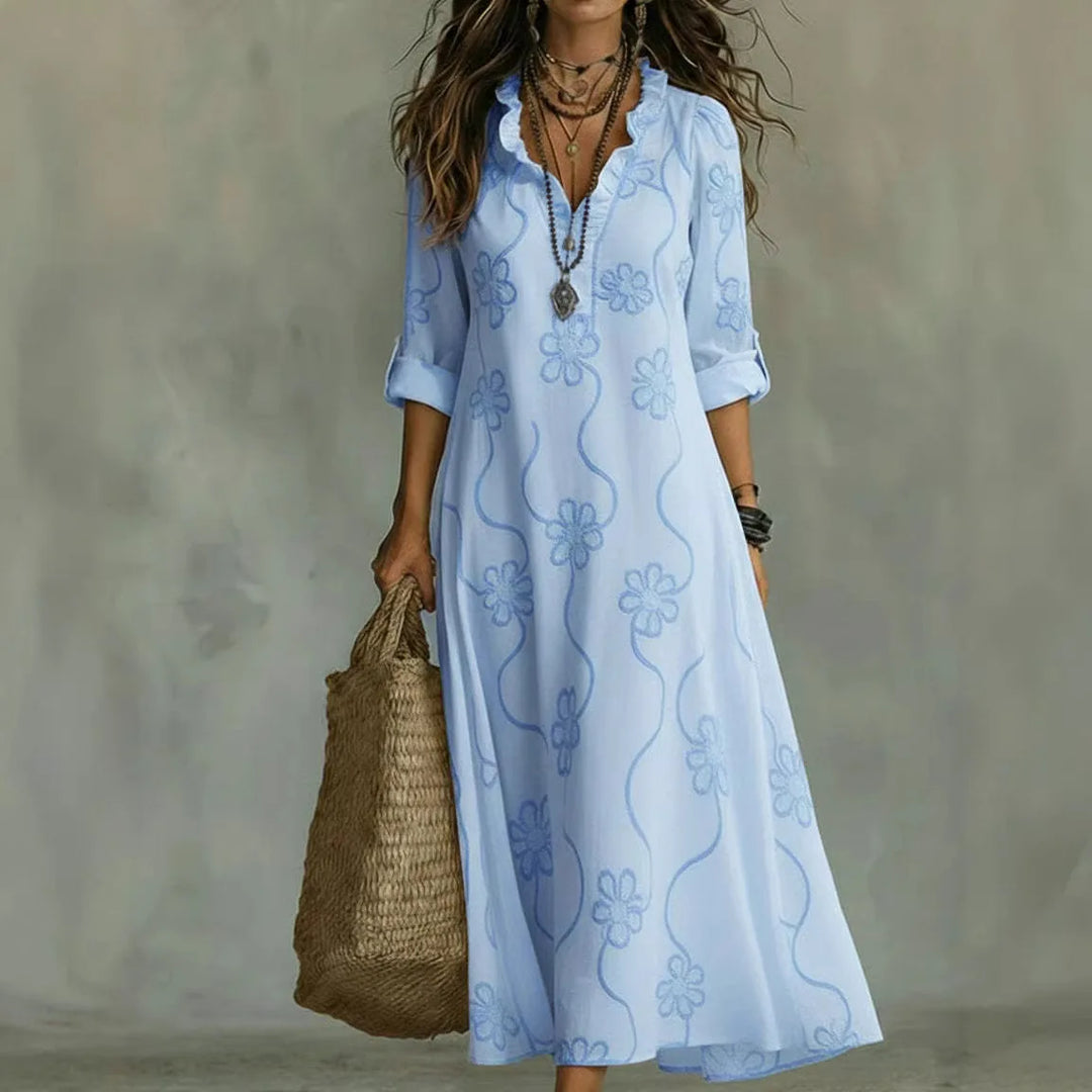Talira – Maxikleid mit Riegelärmeln und Blumenmuster
