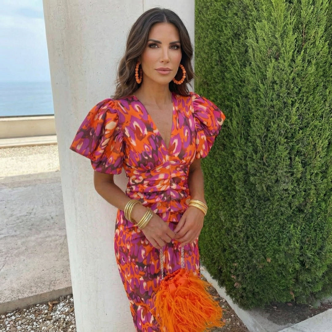Noreli – Puffärmel-Kleid mit Druck