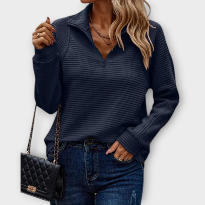 Zareli – Polo-Kragen mit Reißverschluss Wollmischungs-Pullover