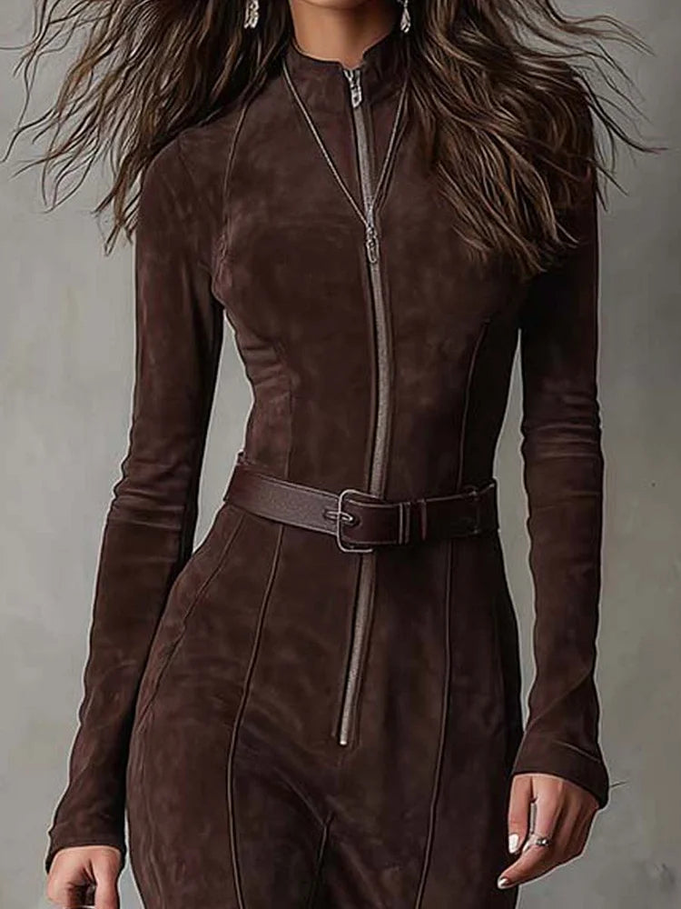 Navira – Kleid in Wildlederoptik mit Gürtel