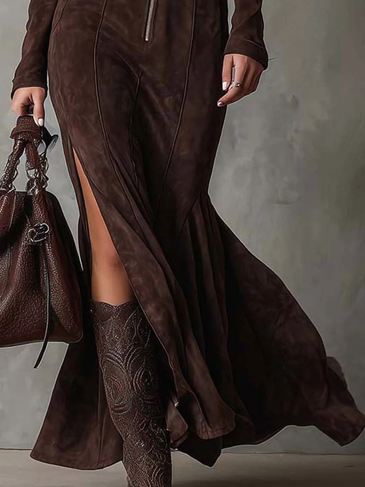 Navira – Kleid in Wildlederoptik mit Gürtel